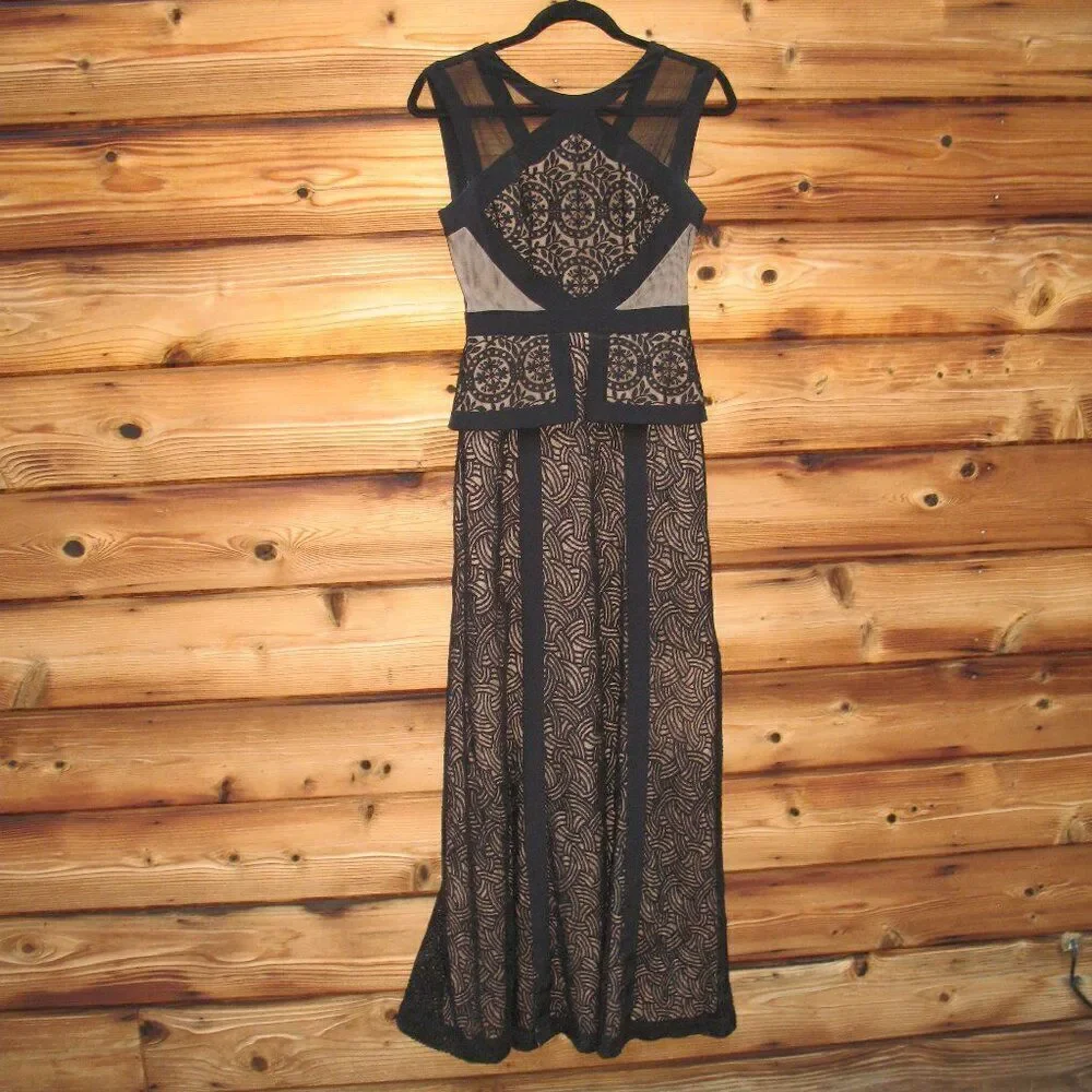 BCBG MAX AZRIA Viviana illusion lace peplum gown Black - Picture 2 of 11